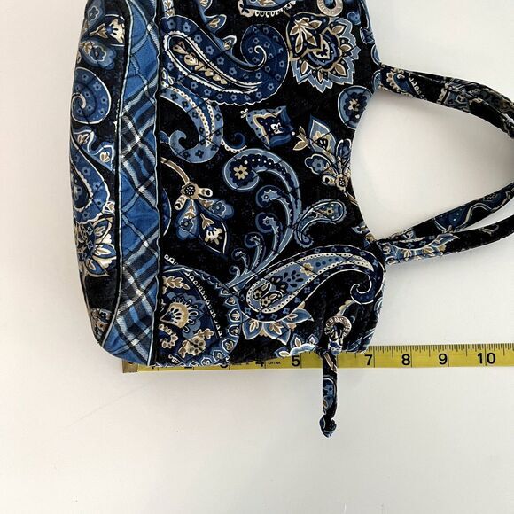 Vera Bradley Small Handbag Windsor Navy Blue Floral and Plaid - Picture 5 of 8